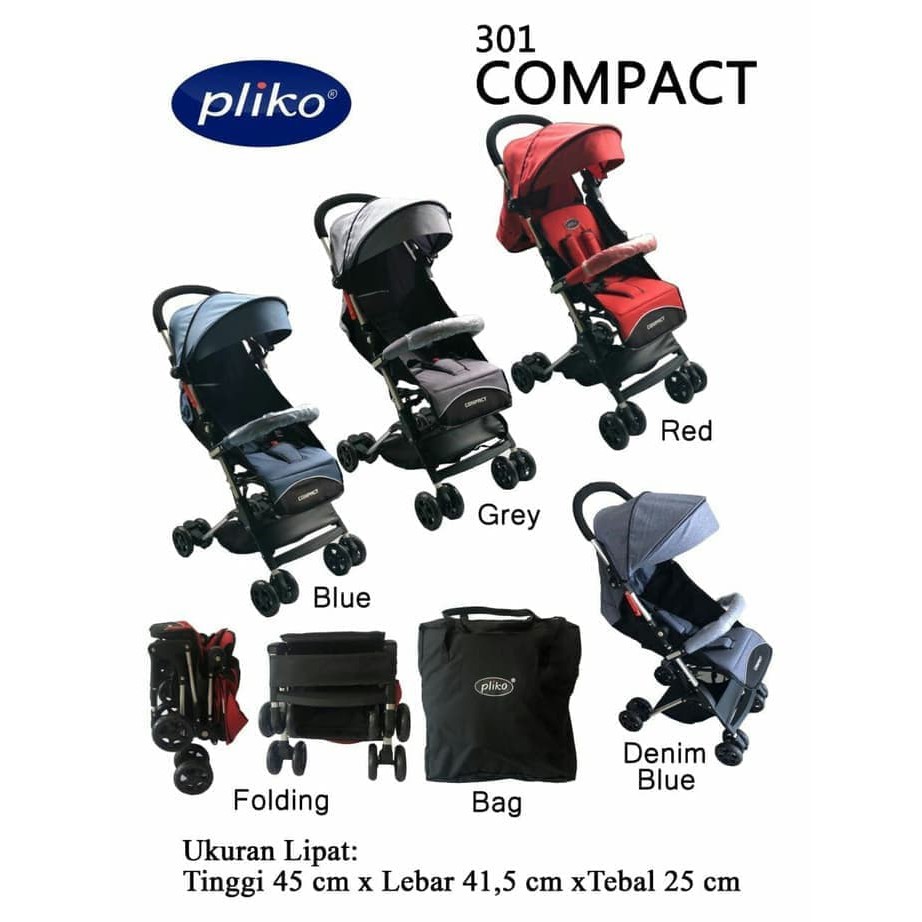 stroller pliko compact 301 kereta bayi cabin size ringan