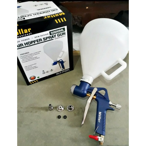 Spray gun Tekstur MOLLAR Hopper Gun Mollar Alat Semprot Cat Texture Vircan Prismatik 3 Nozzle