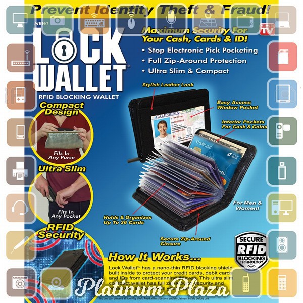 Lock Wallet Dompet Kartu Kredit Secure RFID Blocking - Black`5ZEU2N-