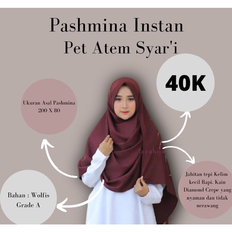 Jilbab Pashmina Instan Jumbo Wolfis pet