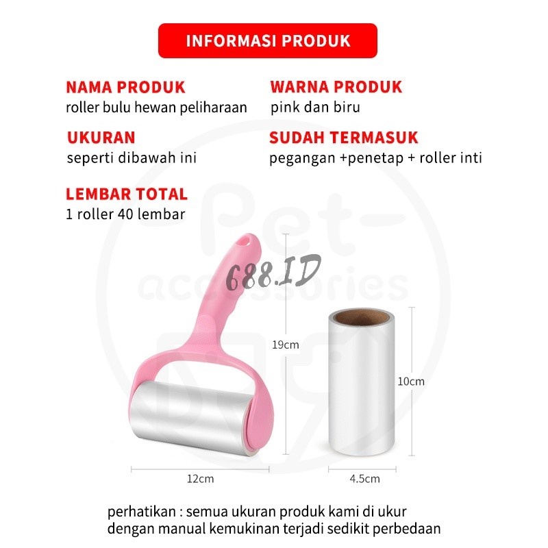 Pembersih Bulu Debu Pakaian Alat Roll Sticky Pembersih Bulu Lint Roller Pembersih Debu Bulu Peliharaan Pet Roller Stick Roler PR 25