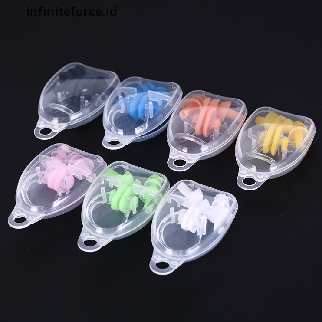 (Infiniteforce.Id) 1 Set Penutup Telinga + Hidung Bahan Silikon Lembut Anti Air Untuk Berenang