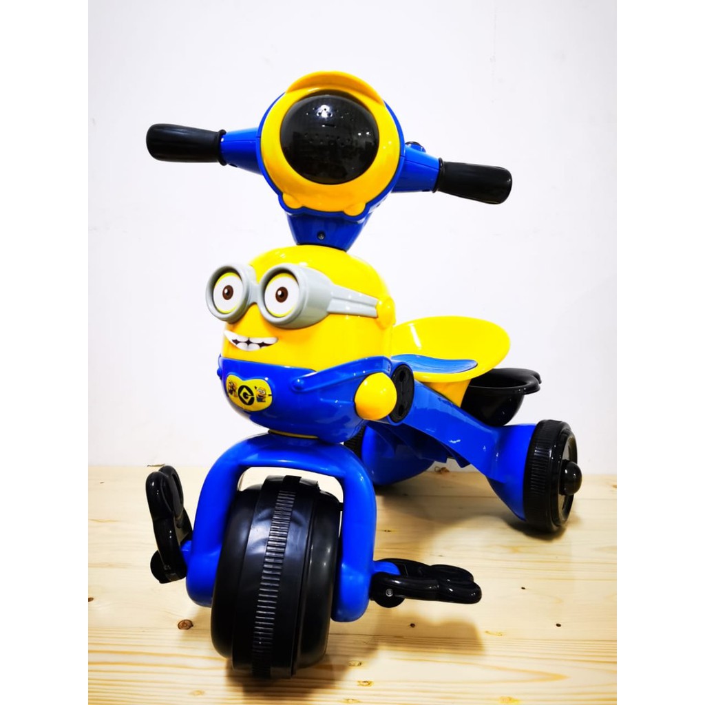 PROMO BBR191 Sepeda Anak Roda Tiga Tricycle Bike Mainan Motor Motoran aki panda minion