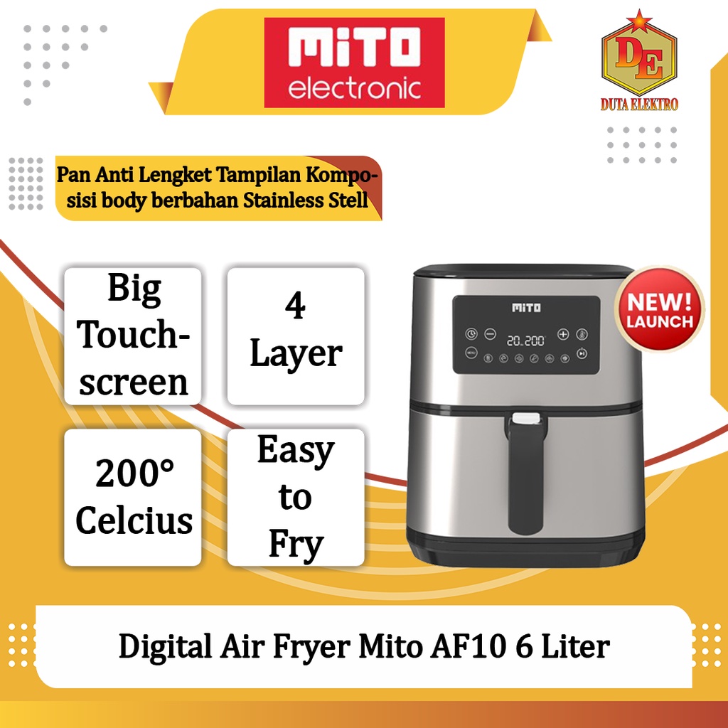 Air Fryer Mito AF 10 6 Liter Digital Mitochiba Menggoreng Tanpa Minyak
