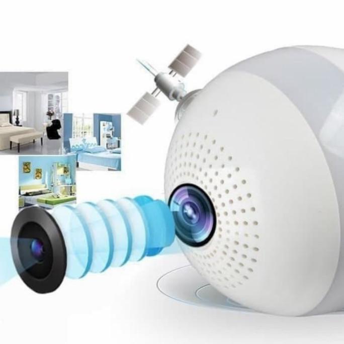 Camera CCTV WiFi bohlam panoramic 360' bulb lamp V380 IP Kamera