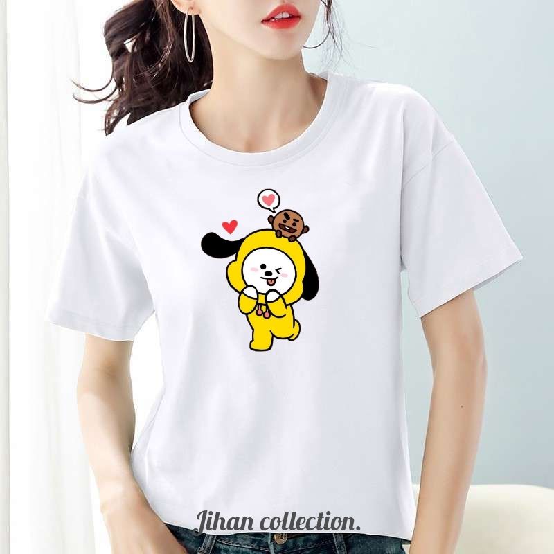 T shirt kaos dewasa remaja oversize simpel bts yet to come coca cola chimmy bt21 starbuck