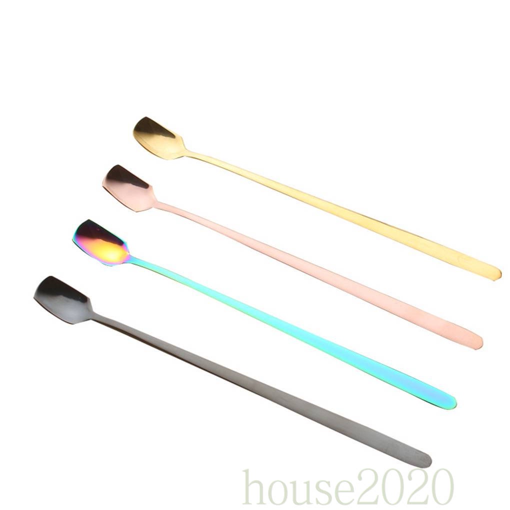 [HOUSE2020]Long Handle Iced Tea Coffee Ice Cream Spoon Stainless Steel Milk Cold Drink Stirring Spoons