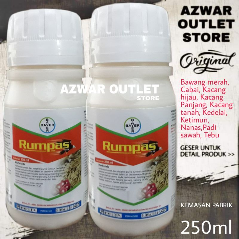 RUMPAS 110EW 250ml by BAYER | HERBISIDA SISTEMIK DAN KONTAK RACUN RUMPUT untuk tanaman Bawang merah,