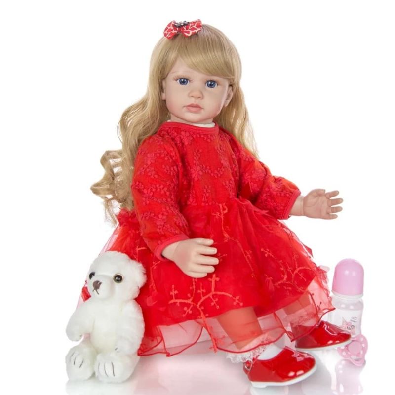 Ready Boneka Reborn 60 cm Original Premium Dress Rambut Curly