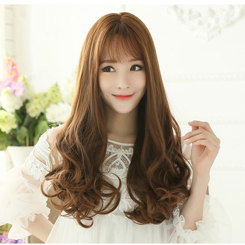 Wig Full Panjang Bergelombang Korean Version Wig Long Hair Curly Rambut Palsu Wanita Hair Styling