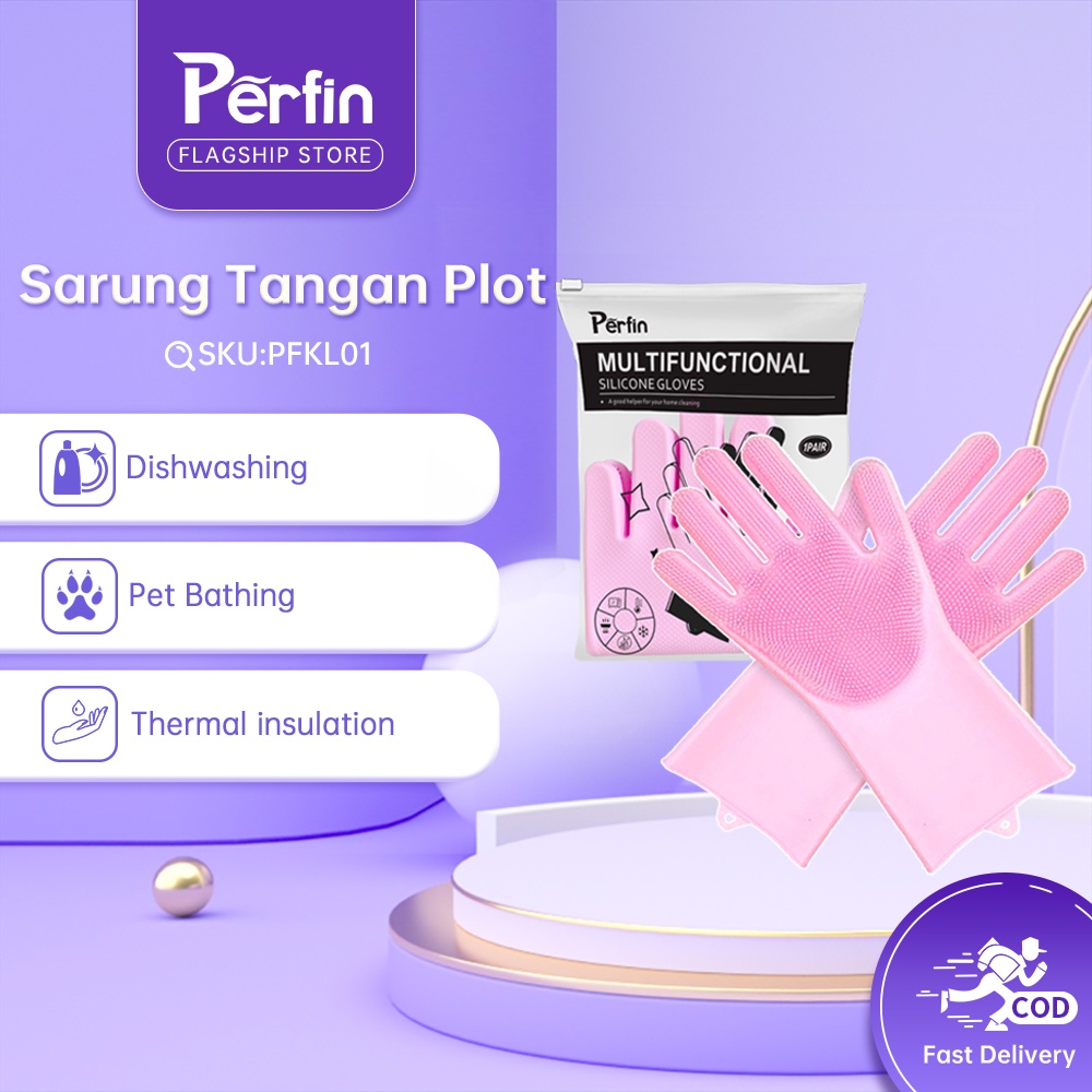 Perfin PFKL01 Sarung Tangan Cuci Piring Magic Silicone Cleaning Gloves Anti Panas