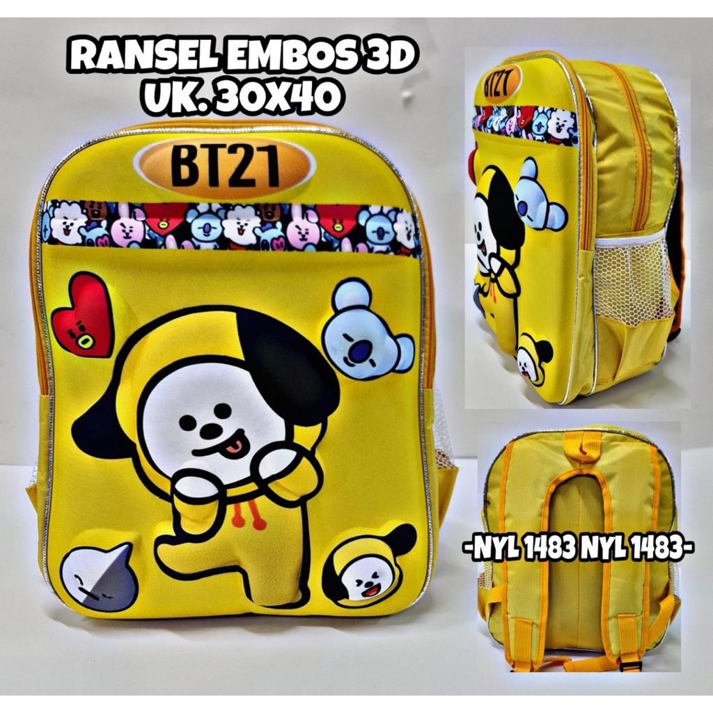 Tas Ransel Anak Sekolah PG/PAUD lucu keren Cewek motif timbul karakter kartun hewan 3 Dimensi Kualitas Import Premium