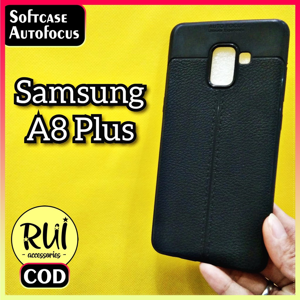 Autofocus Case SAMSUNG A8 PLUS Softcase Leather Case Kulit Auto Fokus Motif Kulit
