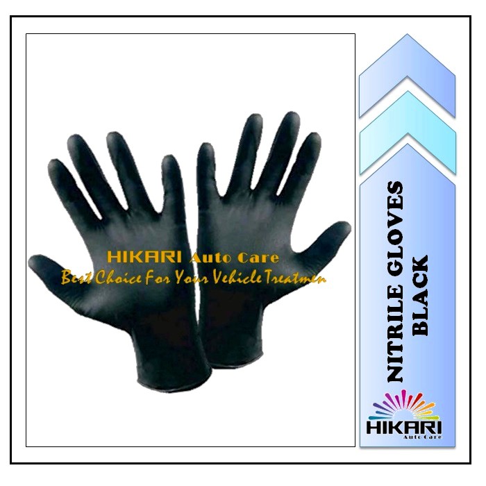 PROMO SARUNG TANGAN NITRILE HITAM  DETAILING / BUKAN LATEX / NITRILE GLOVES BLACK