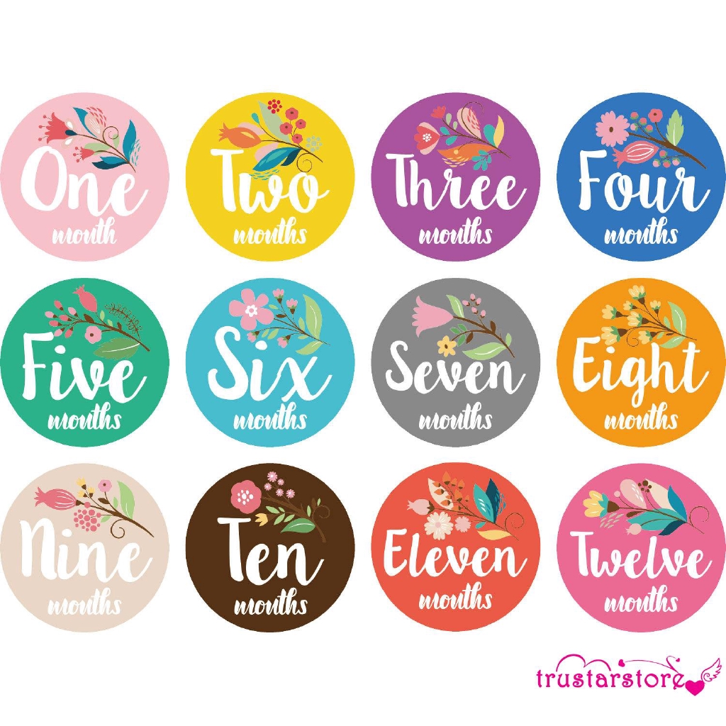 Zwqbaby Monthly Stickers Newborn Girl Floral Milestone Stickers