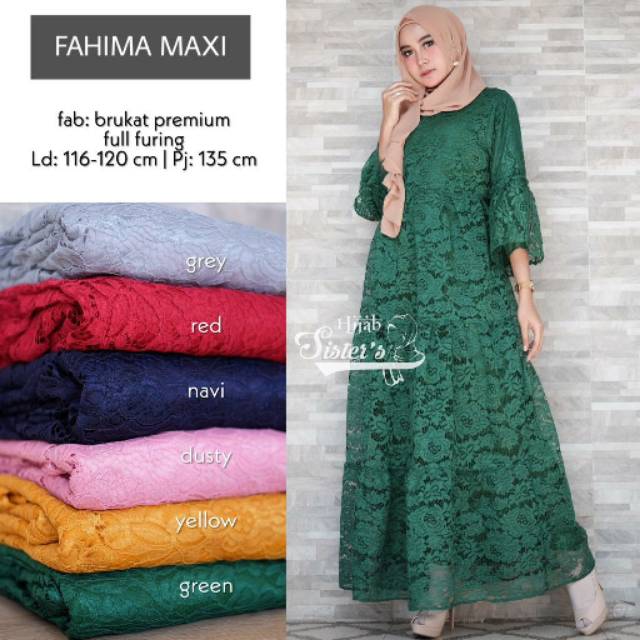 Fahima maxi by hijab sisters | gamis dress brokat jumbo big size LD 120
