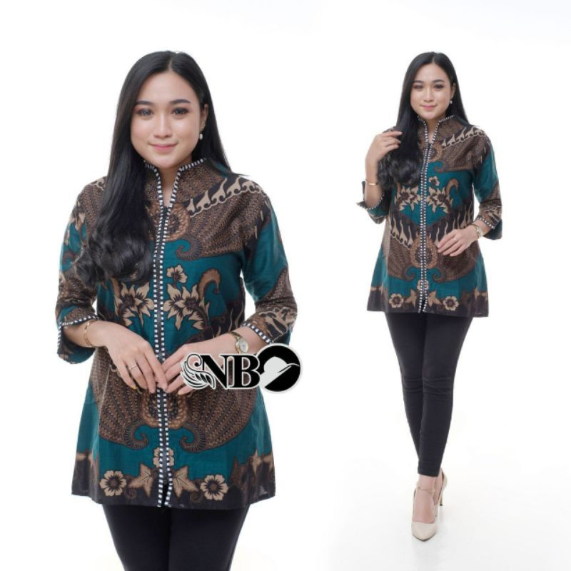 tey-17 Batik wanita ASJ SA HRB026 Kenongo Kemeja Tosca Pendek Atasan Modern