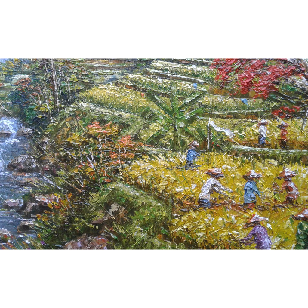 Lukisan Pemandangan Sawah Teras Ukuran 80 X 100 Cm Shopee