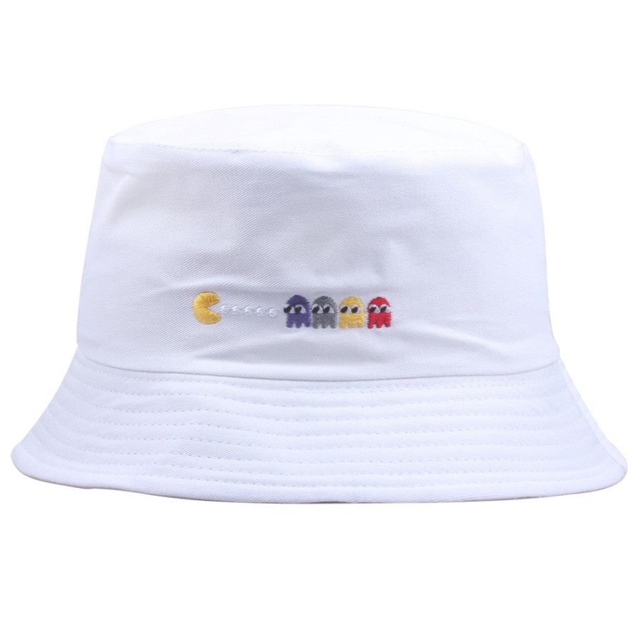 BHPC bucket hat import pacman bordir topi summer fisherman korea kpop - Hitam