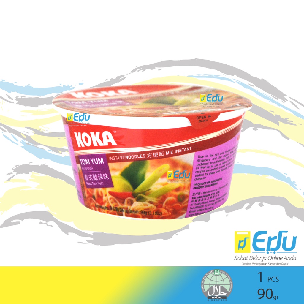 Koka Bowl Tom Yum Mie Instan Kuah Rasa Tom Yam Khas Singapura Halal Singapore - 90gr