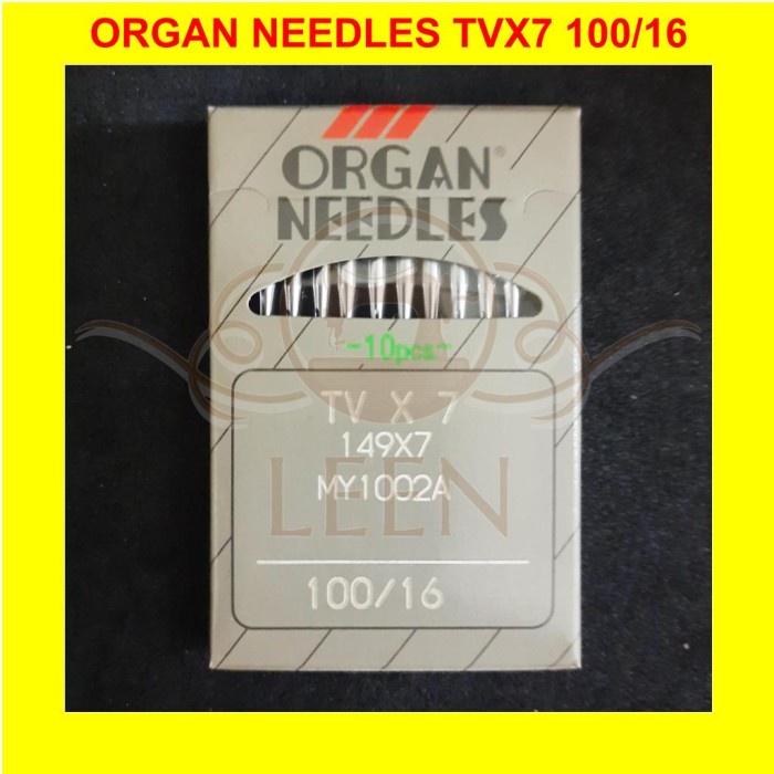 Jarum ORGAN TVx7 16 Ori Needles TV x 7 Mesin Jahit Mike Up Rantai LEEN