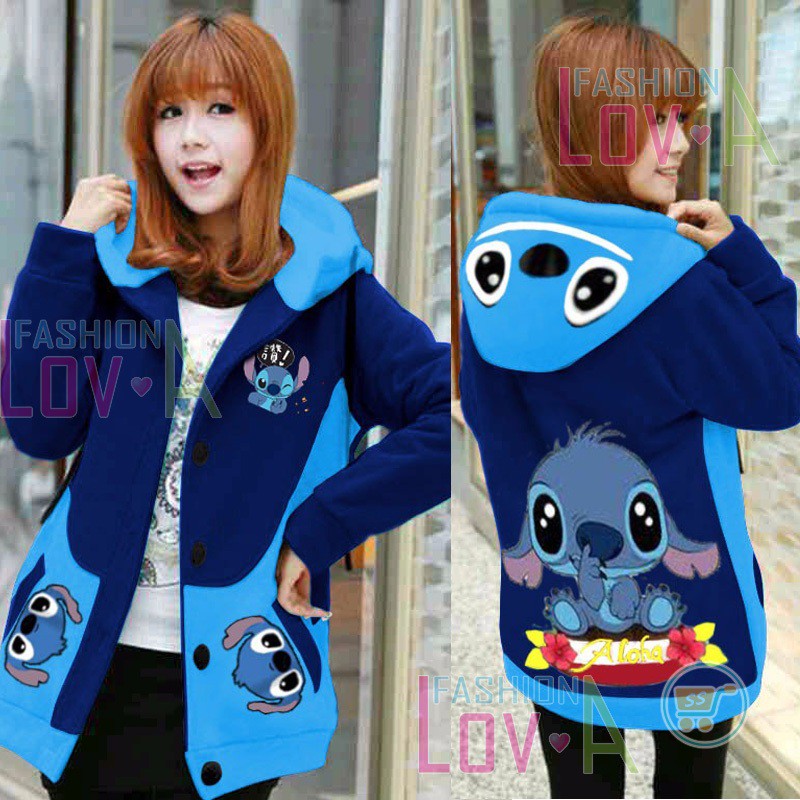 JAKET STITCH CUTE BABY ALOHA HOODIE KOREA SWEATER MANTEL CEWE WANITA REMAJA DEWASA JACKET BLAZERCOAT