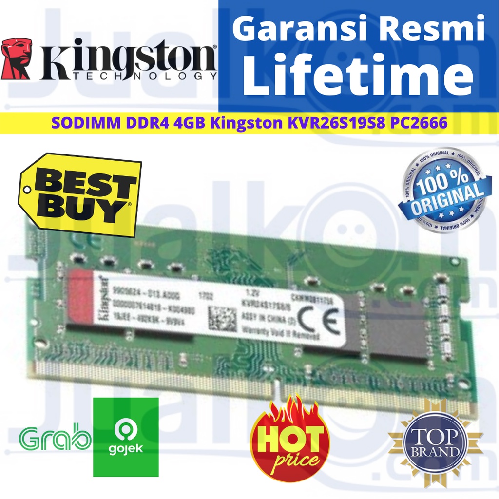 SODIMM DDR4 KVR26S19S8/8 PC2666 DDR4 8GB Kingston Resmi