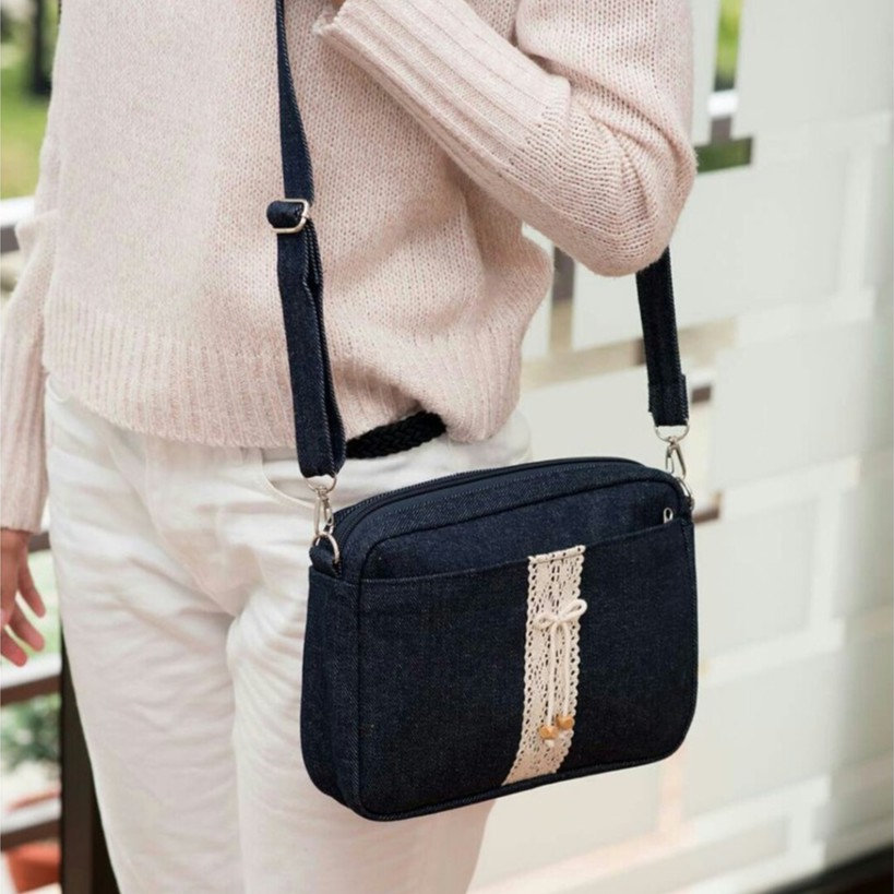 Tas Slempang sling jeans denim renda heejou Swing Denim