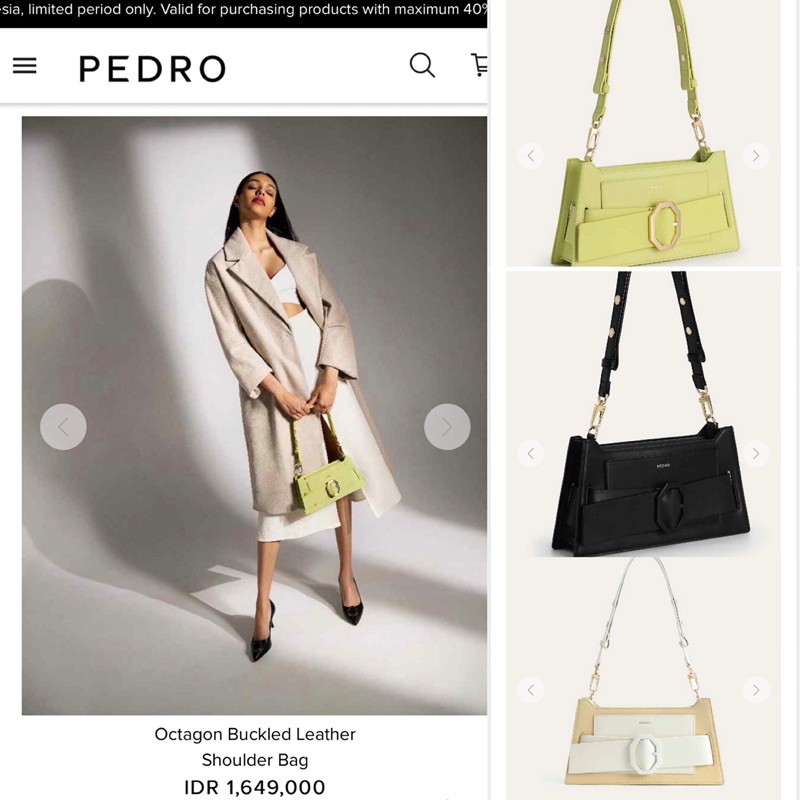 PEDRO OCTAGON BUCKLED LEATHER SHOULDER BAG
