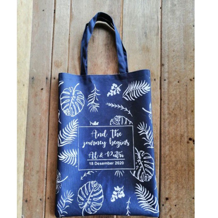 Totebag Kanvas 22x30 Plus Resleting free desain-souvenir nikah-Souvenir promosi-souvenir toko
