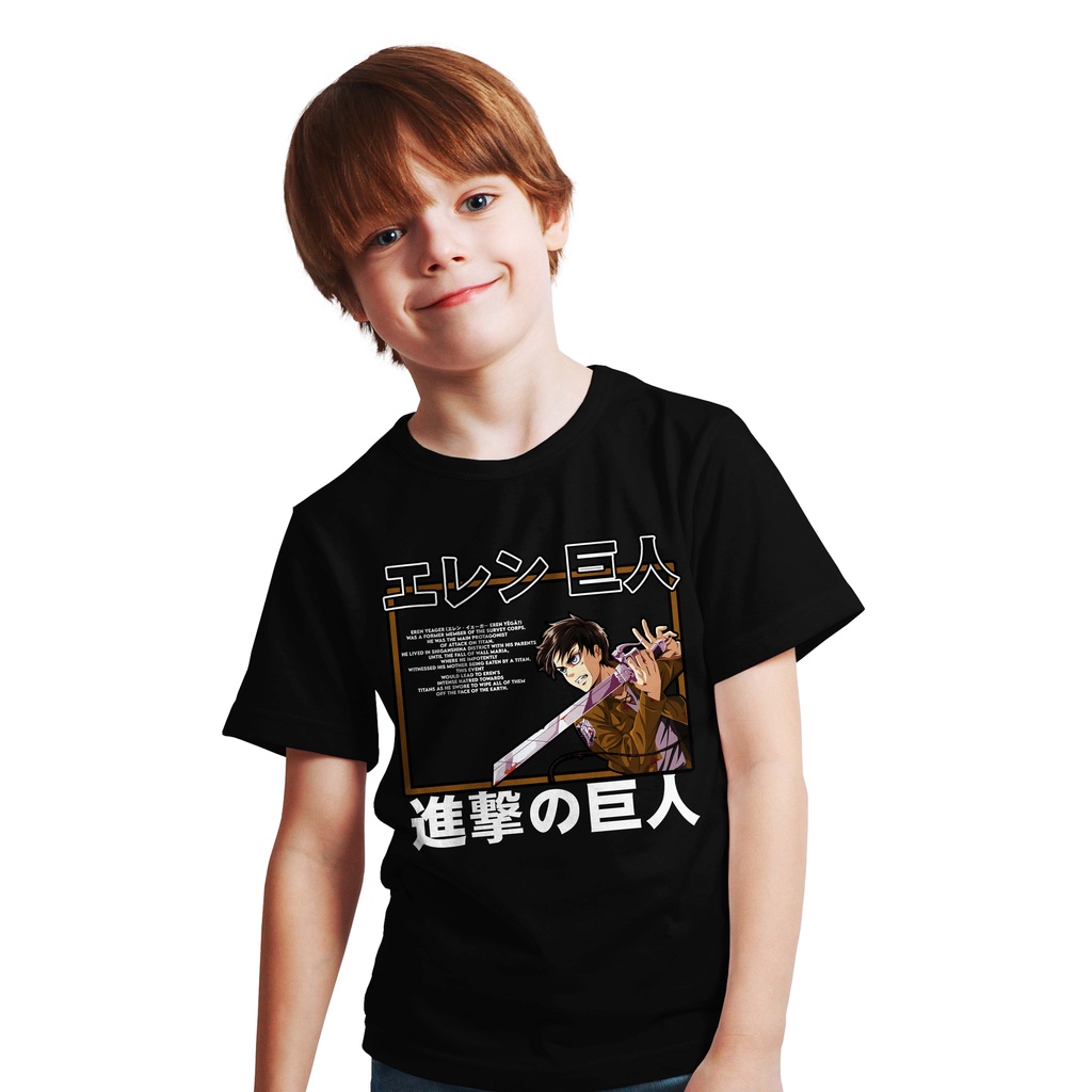 KAOS DISTRO ANAK ANIME SWORD EREN YEAGER / BAJU KIDS ANIME SNK AOT