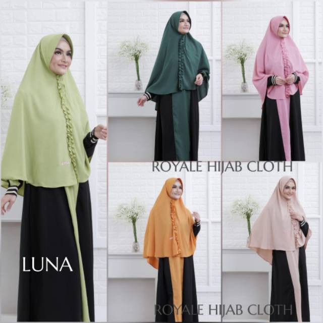 Gamis + Khimar Luna Syari Ori Royale Hijab Longdress Maxi Material Crepe Vanesa Free Niqop HQ