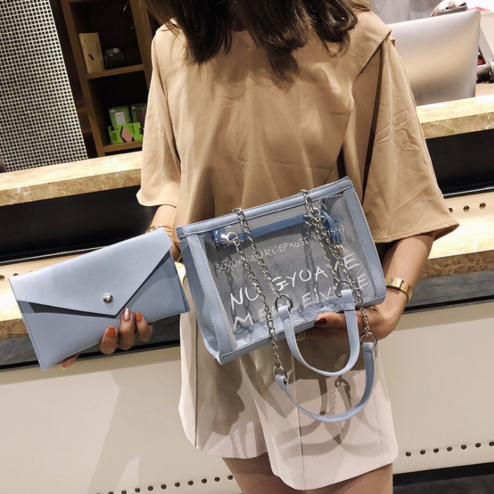 WB450 Tas Selempang Fashion Wanita - Shoulder Bag 2 in 1 - Biru Muda