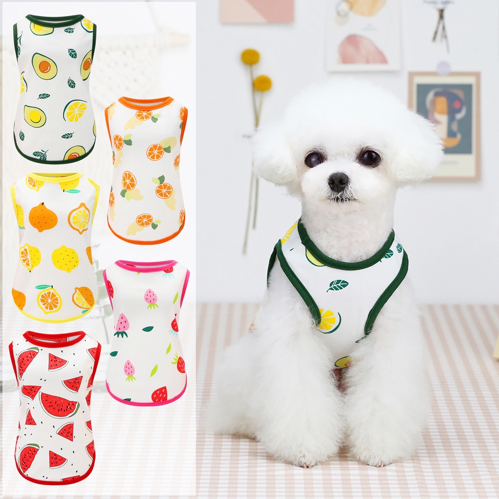 ★〓YUFeiPet〓★ Pet Dog Summer New Clothing Cute Thin Five-color Fruit Vest Casual Unisex Dogs Poodle Pug Dress Vest Shirt Dog Clothing T-shirt