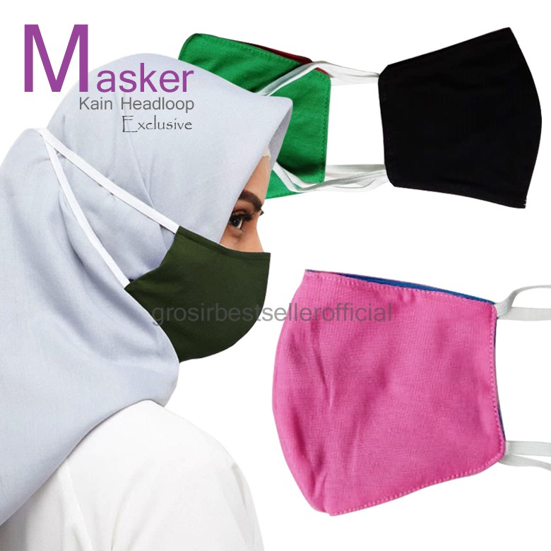 Jual MASKER KAIN HEADLOOP MASKER KARET HEADLOOP MASKER HIJAB KARET ...