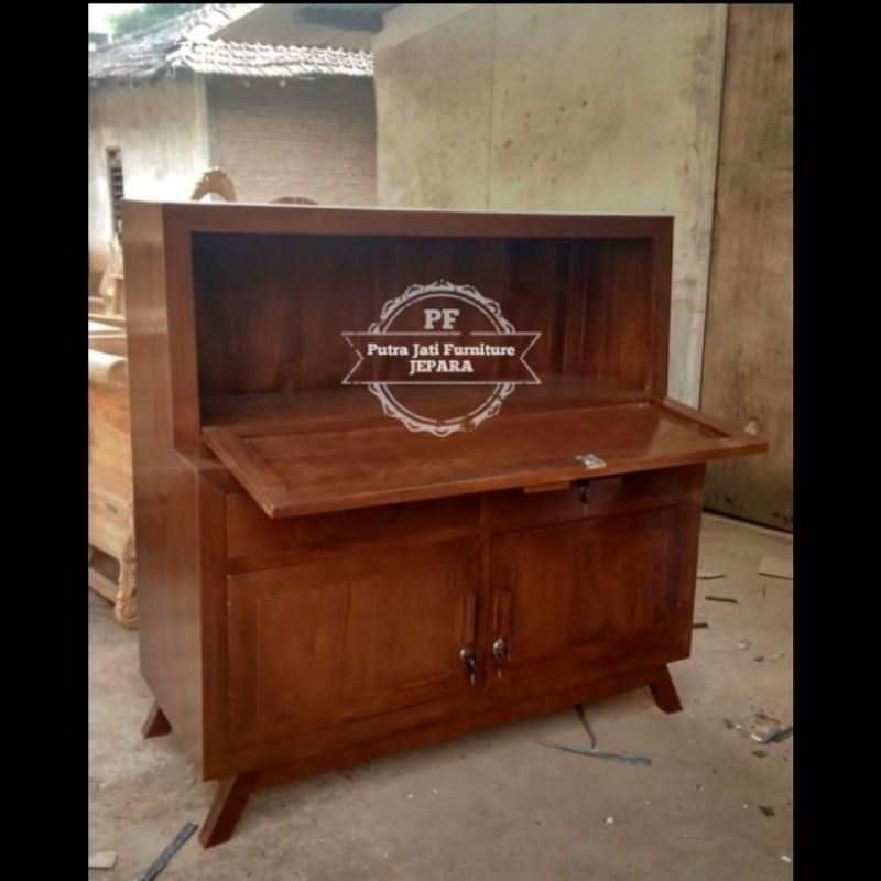 Lemari Laci belajar kayu jati - Meja kerja mebel Jepara murah