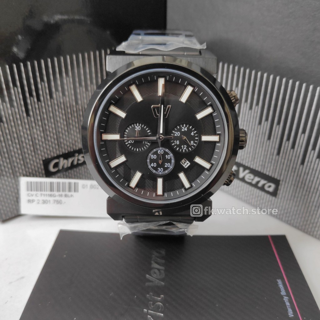 Christ Verra CV C 71116G-16 BLK Chronograph Original Jam Tangan Pria Analog