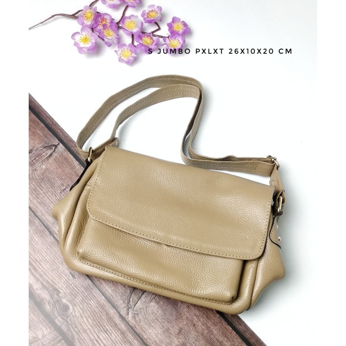 Tas Wanita Kulit Tas Kulit Garutan Tas Selempang Slingbag - Kuning