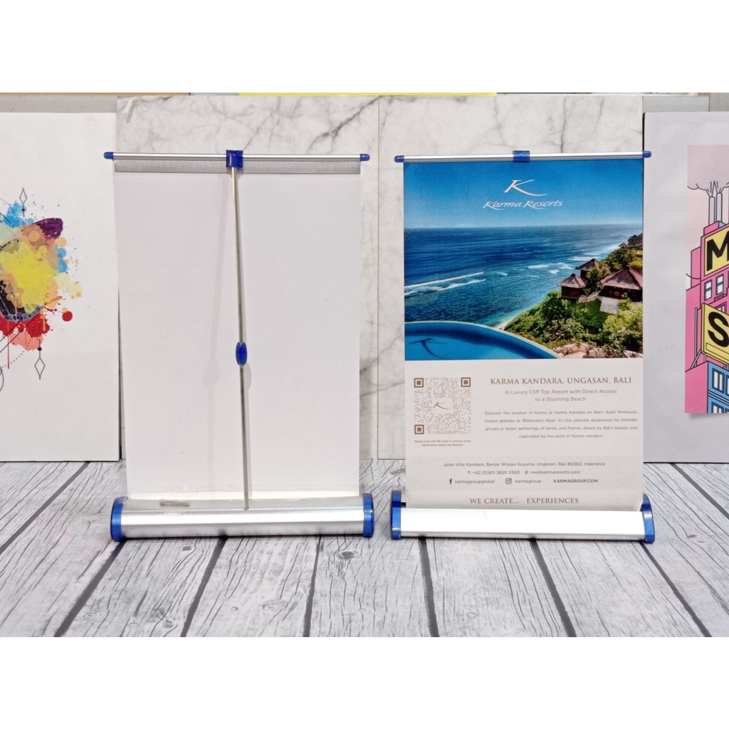 Roll Banner Mini Custom Desain / Mini Roll Up Banner / Standing Roll Banner Mini Custom / Stand Bann