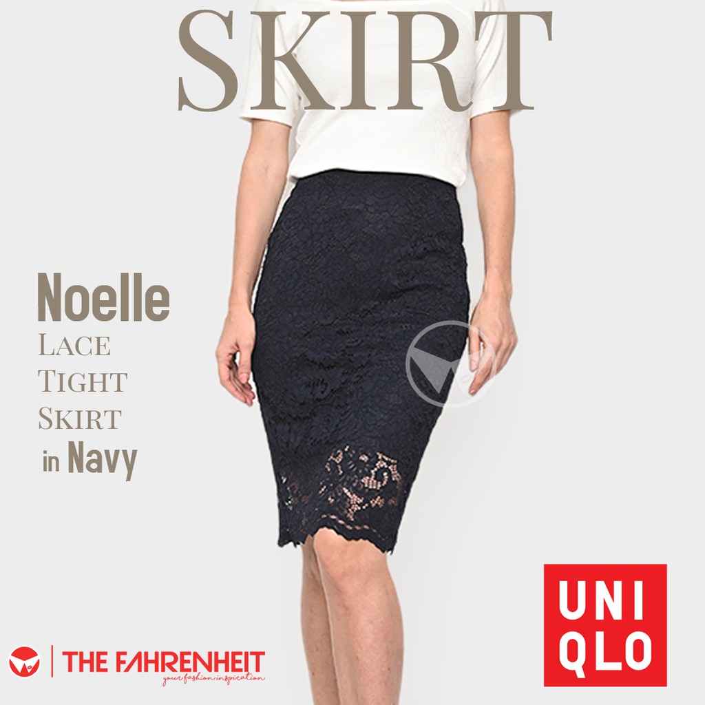 The-Fahrenheit Noelle Uniqlo Lace Tight Skirt - Navy