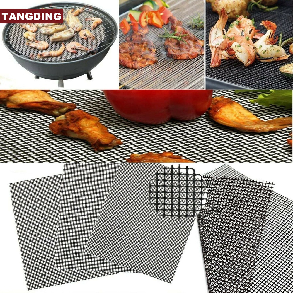 【COD Tangding】Reusable Cooking Baking BBQ Grill Mesh Non-Stick Mat Sheet Resistant Barbecue Meat