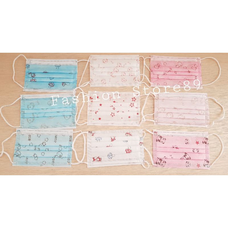 Ready siap kirim masker anak 3ply karakter 1box isi 50pcs