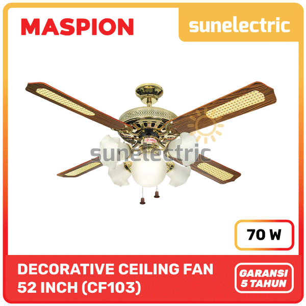 Maspion Uchida 52" / 52 Inch / 130 cm Ceiling Fan Uchida CF-103 / CF 103 / CF103 Kipas Angin Plafon 