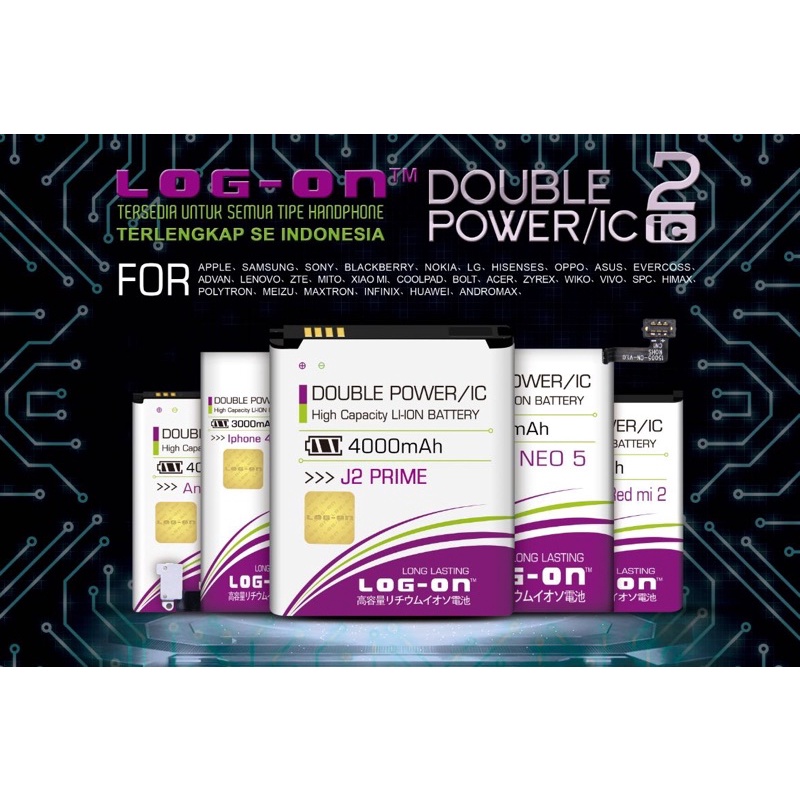 PROMO BATERAI LOGON OIRIGINAL ANDROMAX SMARTFREN MAX A / C2 / G / E2+ ALL TYPE DOUBLE POWER 2ic