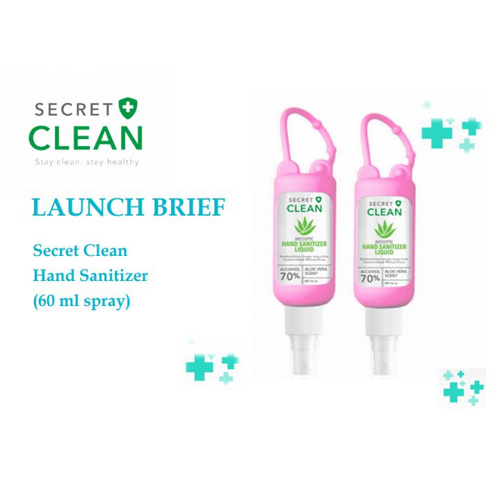 Secret Clean Hand Sanitizer Liquid Spray 60ml + Silicon Case