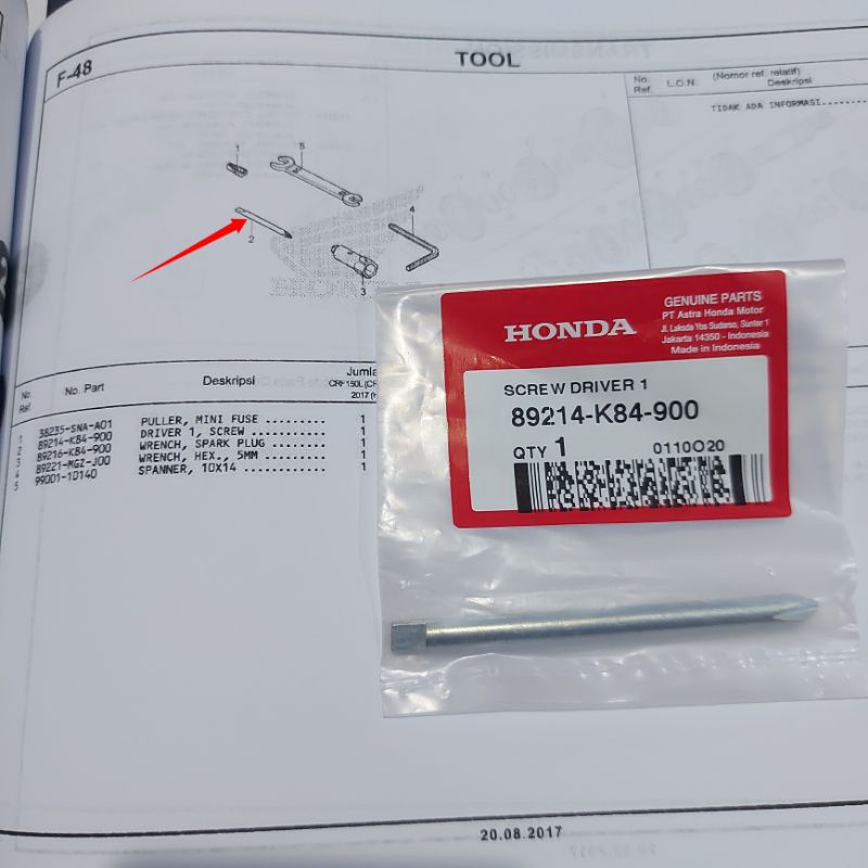 Obeng Tollbox Honda CRF 150 Original