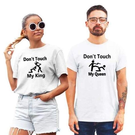 MYSTIQUE.ID-BAJU KAOS COUPLE DON'T TOUCH MY KING/QUEEN T-SHIRT LUCU DAN AESTHETIC