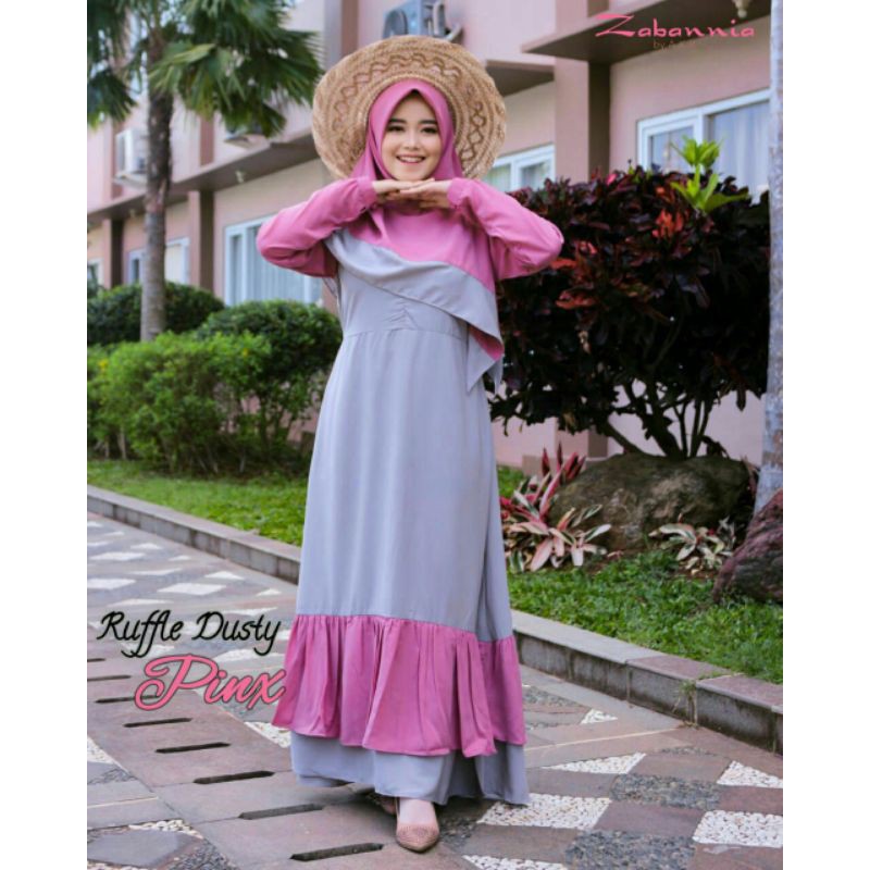 GAMIS RUFFLE SYARI POLOS ZABANNIA