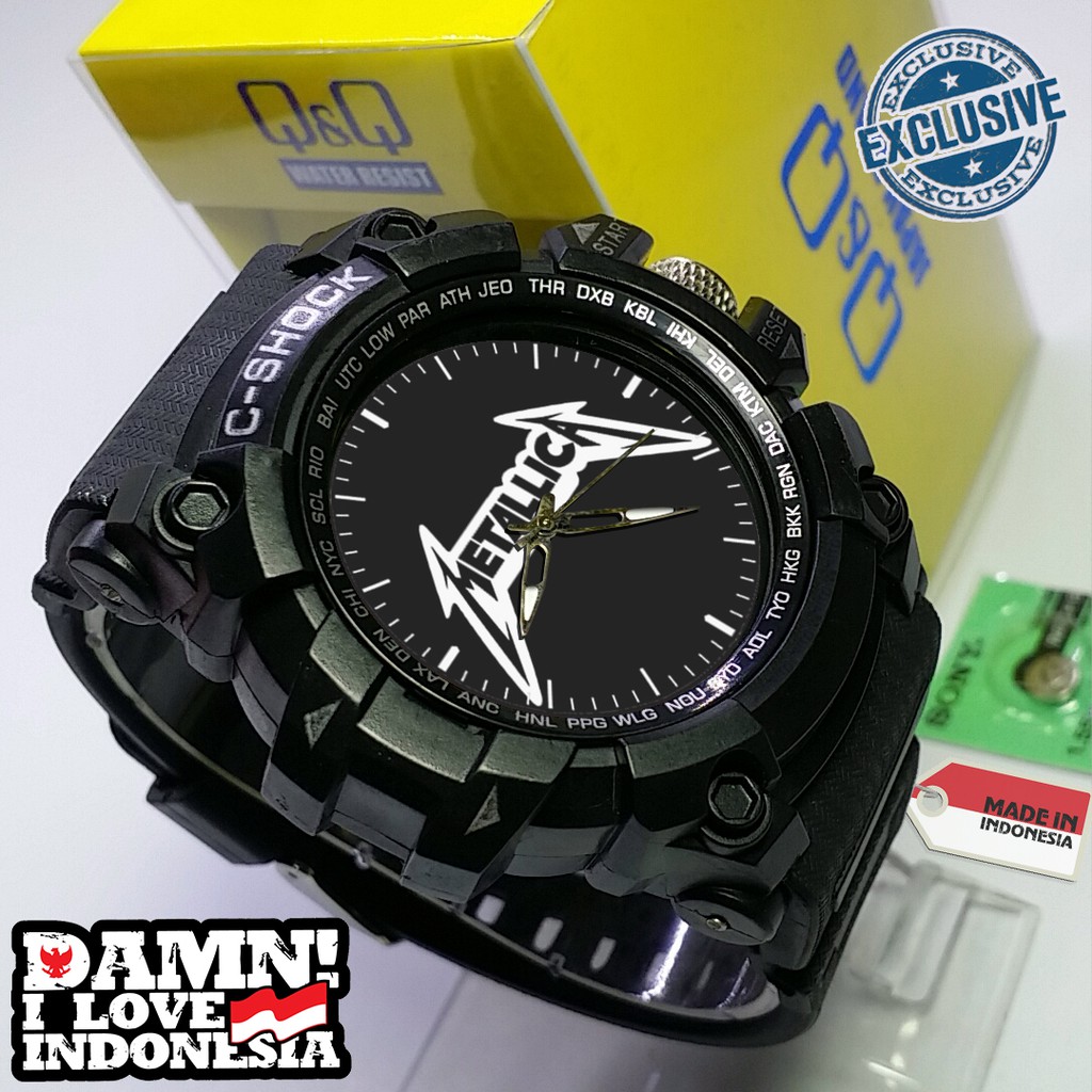 Jam Tangan Custom METALLICA Hitam Outdoor