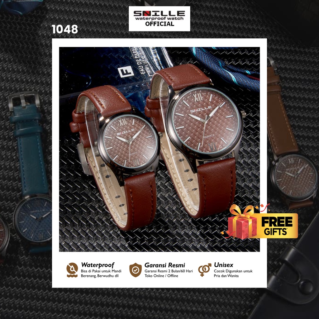 Snille Jam Tangan Kulit Pria Original Asli Anti Air Waterproof 1048